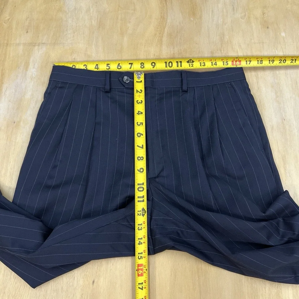 Hickey Freeman (Actual Sz 40R) Suit Men Pleated Pants 33x32 (Unhemmed) Dark Navy